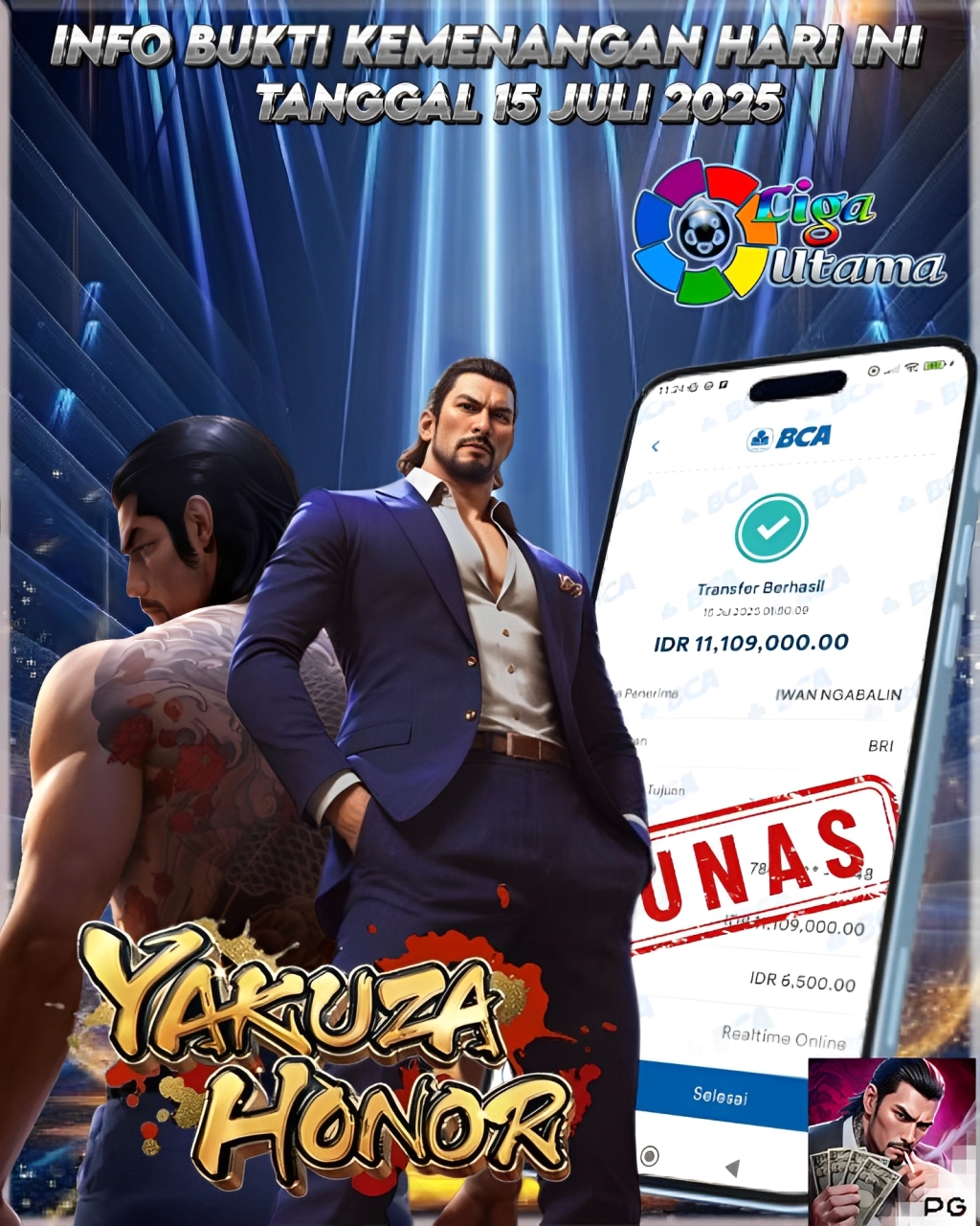 INFO KEMENANGAN LIGA UTAMA TANGGAL 14 JULI 2025