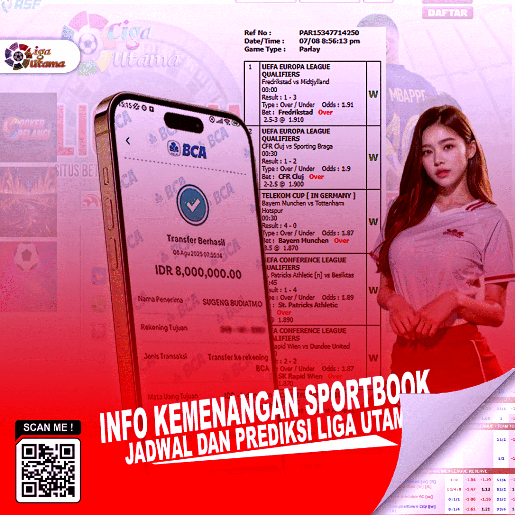 INFO KEMENANGAN SPORTBOOK LIGA UTAMA TANGGAL 08 AGUSTUS 2025